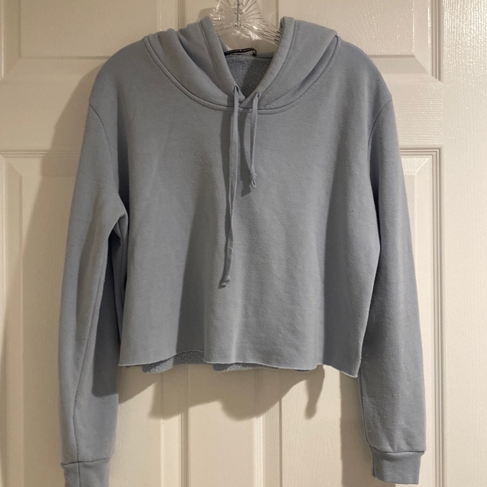 Brandy Melville light blue cropped hoodie one size
